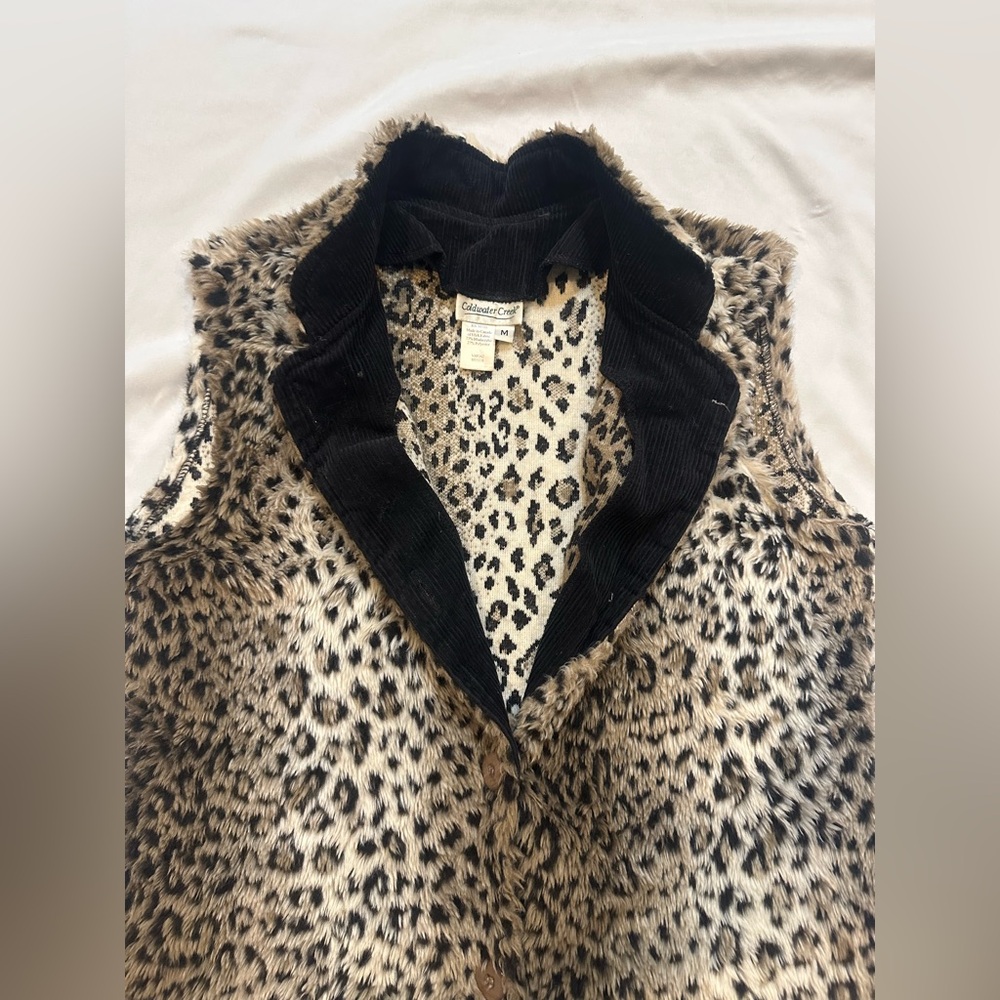 Coldwater Creek Leopard Print Faux Fur Vest - Picture 5 of 14
